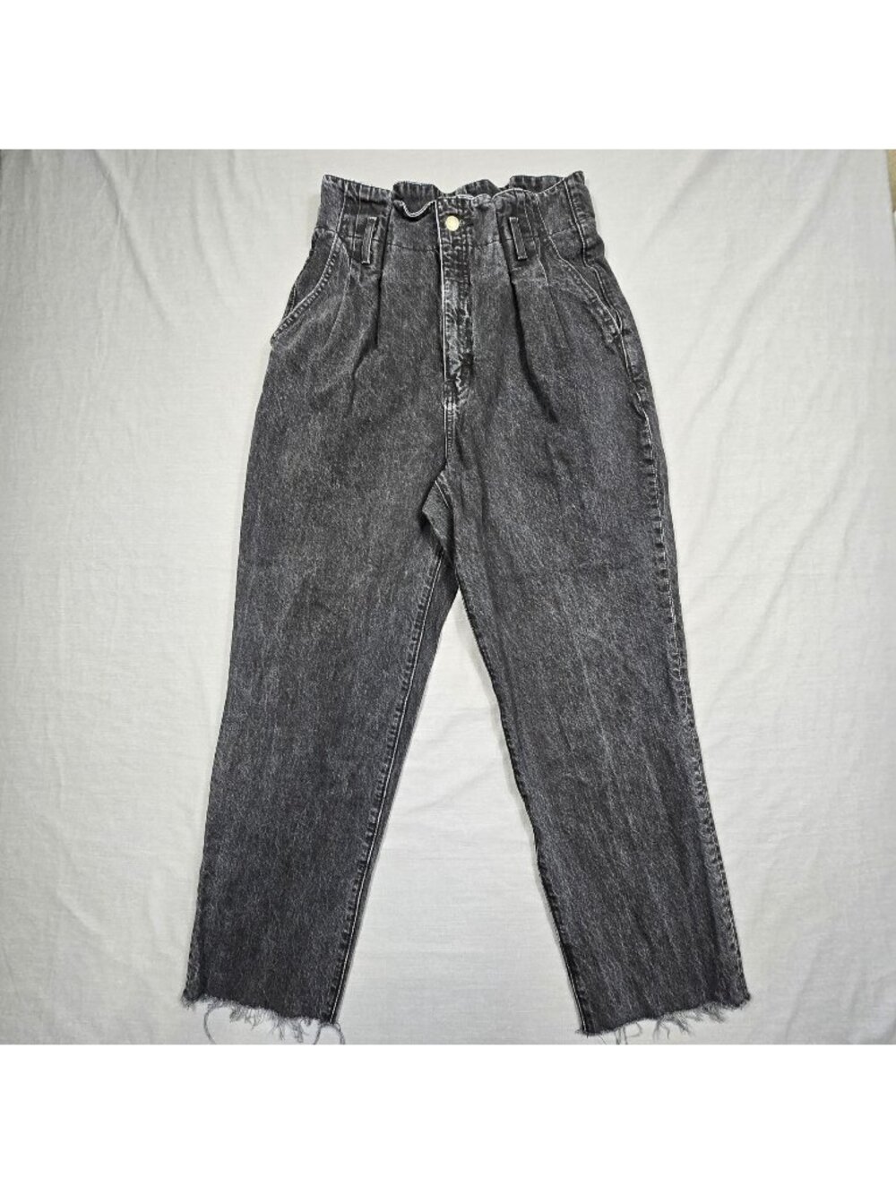 Abercrombie & Fitch Womens 29 A&F Mom Jeans Black Distressed Raw Hem High Waist